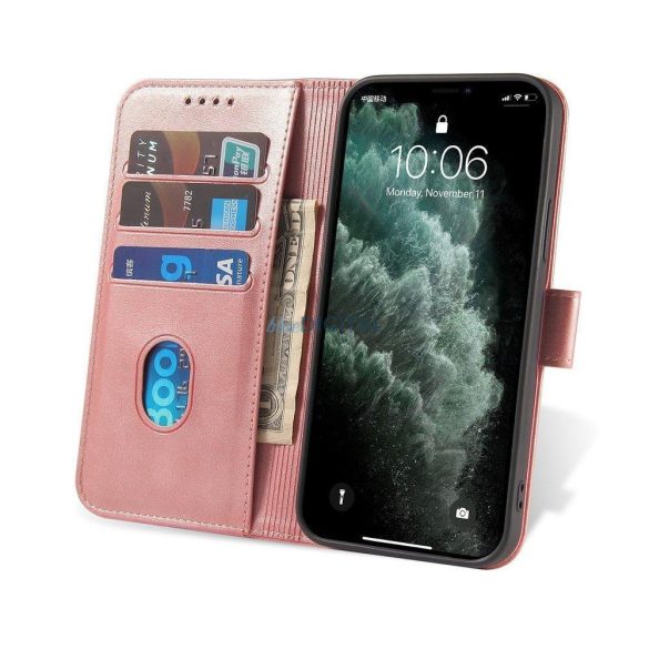 Mágneses tok Elegáns tok flip cover állvány funkcióval Xiaomi Redmi Note 11S / Note 11 rózsaszín