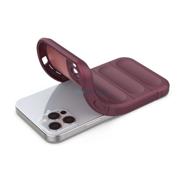 Magic Shield tok iPhone 12 Pro elasztikus páncélozott tok bordó színben