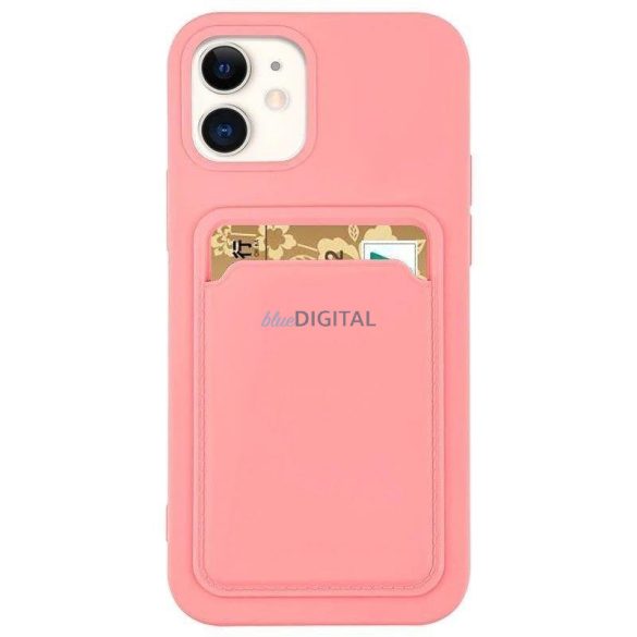 Kártyatartós szilikon tok Samsung Galaxy A73 rózsaszín