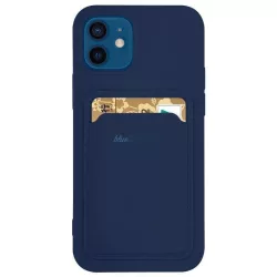   Kártyatartós szilikon tok Samsung Galaxy S22 + (S22 Plus) Tengerészkék Blue