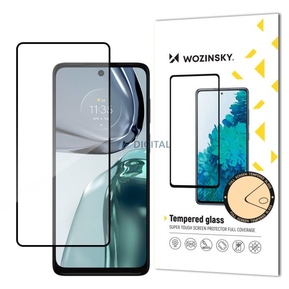 Wozinsky Super Durable Full Glue edzett üveg teljes képernyő keretben tokbarát Motorola Moto G62 Fekete