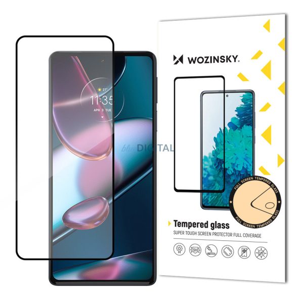 Wozinsky szuper tartós Full Glue edzett üvegből készült teljes képernyő keretben Case Friendly Motorola Edge 30 fekete