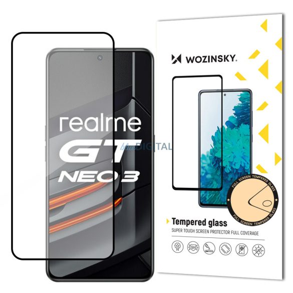 Wozinsky Super Tough Full Glue edzett üveg teljes képernyő keretben Case Friendly Realme GT Neo 3 Fekete