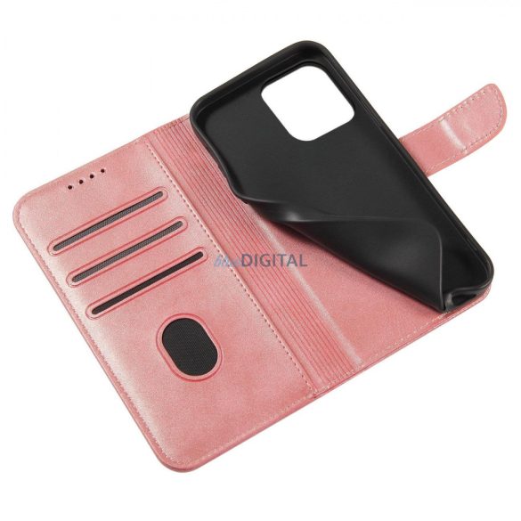 Mágneses tok elegáns tok, patenttal és állvány funkcióval iPhone 14 rózsaszín