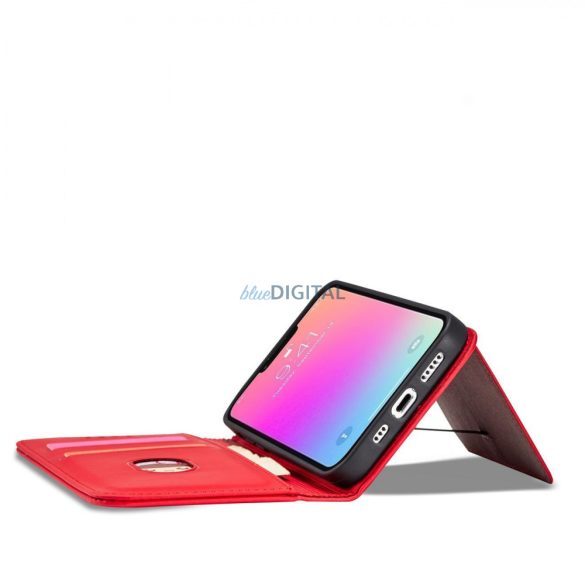 Mágneses kártyatartós tok Samsung Galaxy A23 5G flip cover pénztárca állvány piros