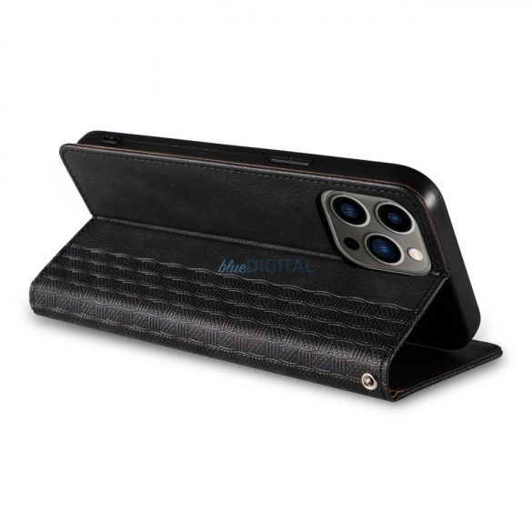Magnet Strap Case iPhone 14 Flip Wallet Mini Lanyard Állvány Fekete