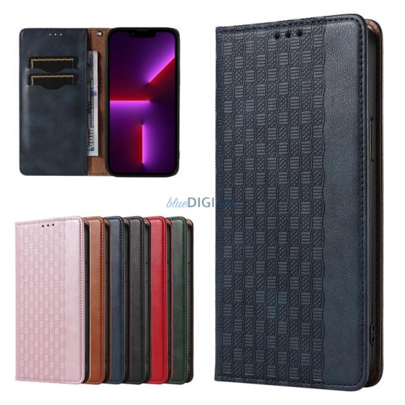 Magnet Strap Case iPhone 14 Flip Wallet Mini Lanyard Stand kék