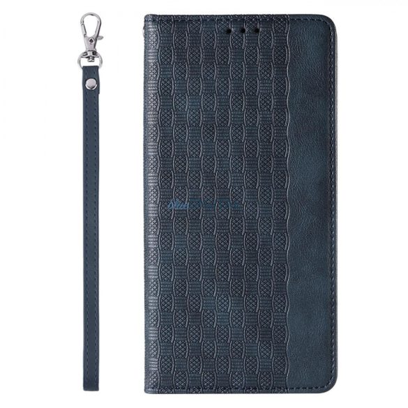 Magnet Strap Case iPhone 14 Flip Wallet Mini Lanyard Stand kék