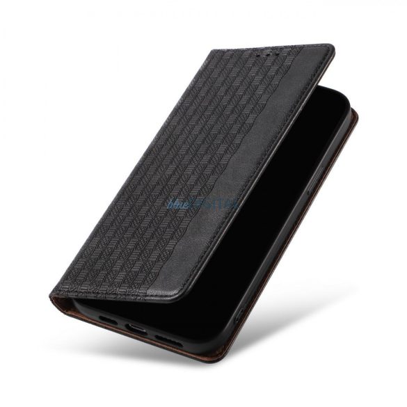 Magnet Strap Case iPhone 14 Pro Flip Wallet Mini Lanyard állvány Fekete