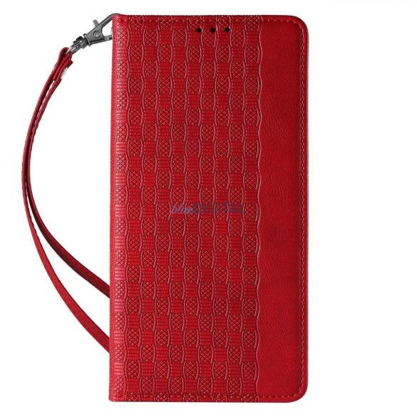 Magnet Strap Case iPhone 14 Pro Max Flip Wallet Mini Lanyard Stand Red