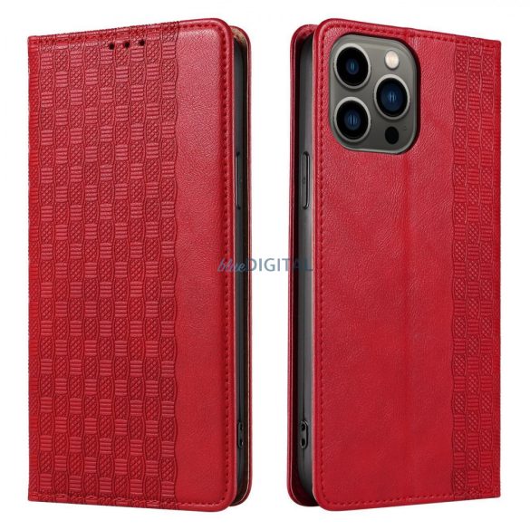 Magnet Strap Case iPhone 14 Pro Max Flip Wallet Mini Lanyard Stand Red