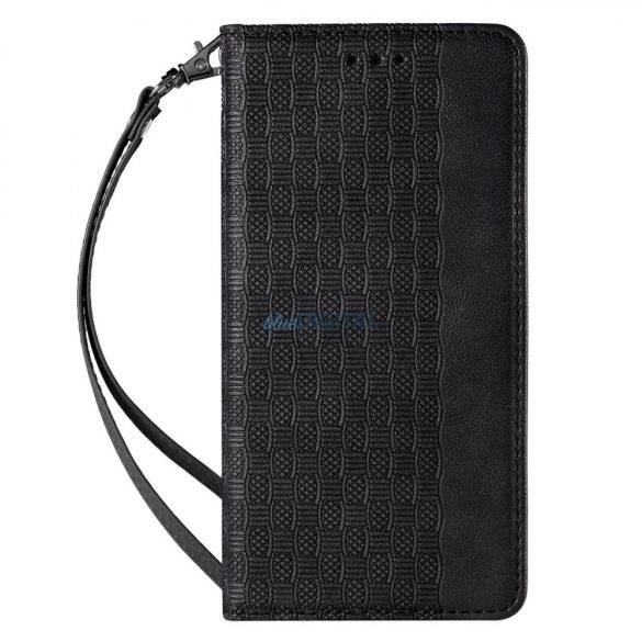 Magnet Strap Case Samsung Galaxy A23 5G Flip Wallet Mini Lanyard Állvány Fekete