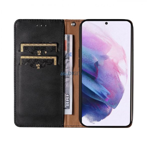 Magnet Strap Case Samsung Galaxy A23 5G Flip Wallet Mini Lanyard Állvány Fekete