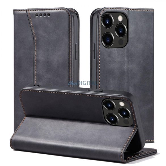 Magnet Fancy Case tok iPhone 14 Pro flip cover pénztárca állvány fekete