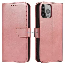  Mágnes tok iPhone 14 Pro Max flip cover pénztárca állvány rózsaszín
