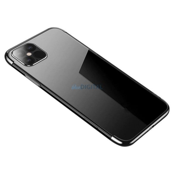 Átlátszó tok TPU gél tok fém kerettel Samsung Galaxy S22 Ultra fekete