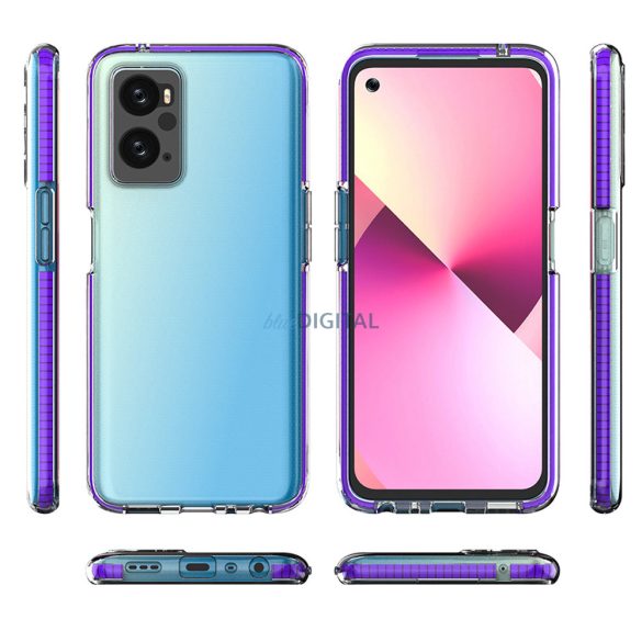 Spring Case Cover Realme 9i, Oppo A36 / A76 / A96 szilikon tok keretben fekete