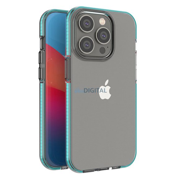 Spring Case tok iPhone 14 Pro szilikon tok kerettel világoskék színben