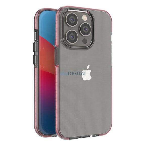 Spring Case tok iPhone 14 Pro szilikon tok kerettel világos rózsaszínű