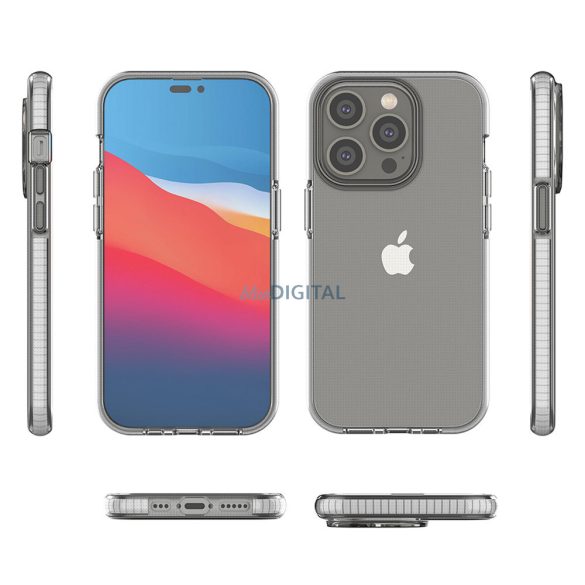 Spring Case tok iPhone 14 Pro szilikon tok kerettel fekete