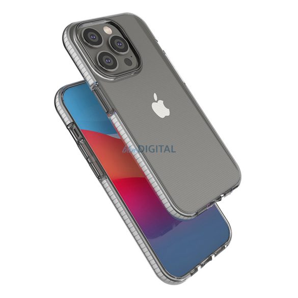 Spring Case tok iPhone 14 Pro szilikon tok kerettel fekete