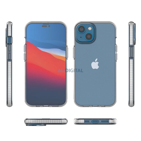 Spring Case tok iPhone 14 szilikon tok kerettel fekete