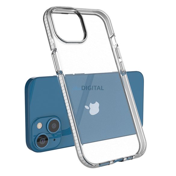 Spring Case tok iPhone 14 szilikon tok kerettel fekete