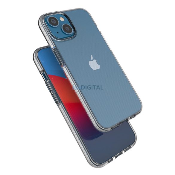 Spring Case tok iPhone 14 szilikon tok kerettel fekete