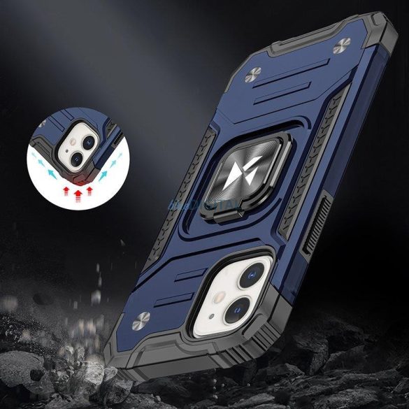 Wozinsky Ring Armor tok iPhone 14 Armor tok mágneses tartó gyűrű kék