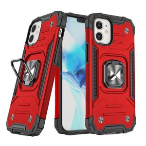 Wozinsky Ring Armor tok iPhone 14 Armor tok mágneses tartó gyűrű piros