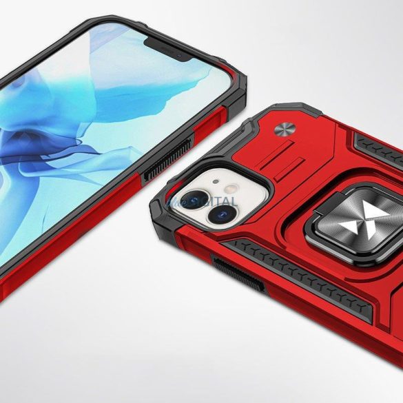 Wozinsky Ring Armor tok iPhone 14 Armor tok mágneses tartó gyűrű piros