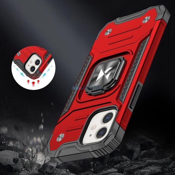 Wozinsky Ring Armor tok iPhone 14 Armor tok mágneses tartó gyűrű piros