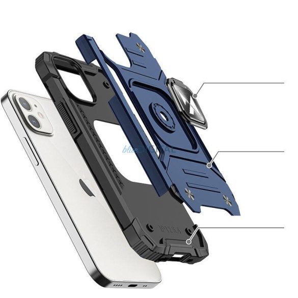 Wozinsky Ring Armor tok iPhone 14 Plus Armor tok mágneses tartó gyűrű kék