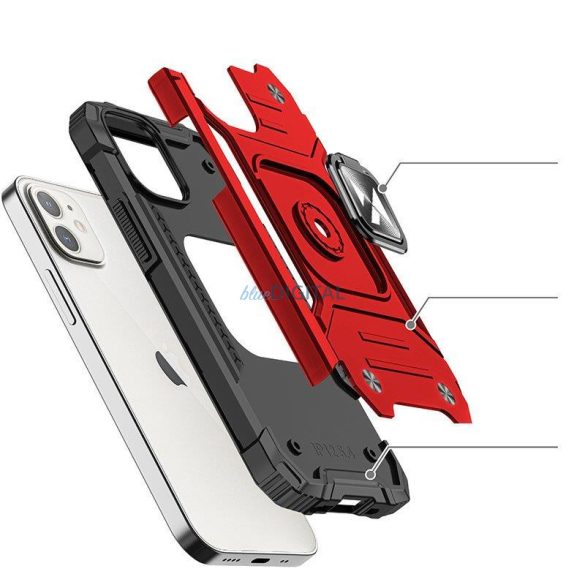 Wozinsky Ring Armor tok iPhone 14 Plus Armor tok mágneses tartó gyűrű piros