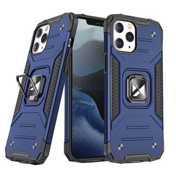 Wozinsky Ring Armor tok iPhone 14 Pro Armor tok mágneses tartó gyűrű kék