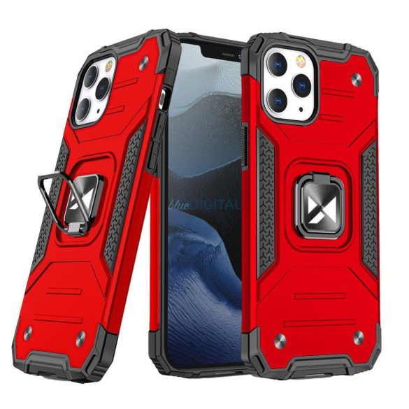 Wozinsky Ring Armor tok iPhone 14 Pro Armor tok mágneses tartó gyűrű piros