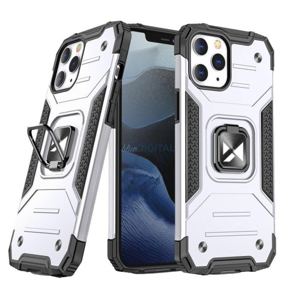 Wozinsky Ring Armor tok iPhone 14 Pro Max Armor tok mágneses tartó gyűrű ezüst