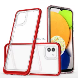   átlátszó 3in1 tok Samsung Galaxy A03 szilikon tok kerettel piros