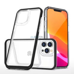   átlátszó 3in1 tok iPhone 14 Pro szilikon tok kerettel fekete