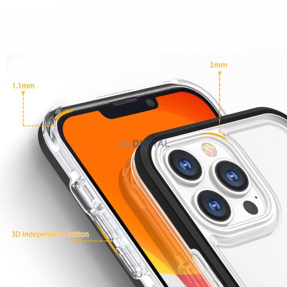 átlátszó 3in1 tok iPhone 14 Pro szilikon tok kerettel fekete