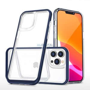 átlátszó 3in1 tok iPhone 14 Pro szilikon tok kerettel kék