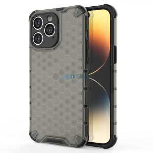 Honeycomb tok iPhone 14 Pro Armor hibrid tok fekete