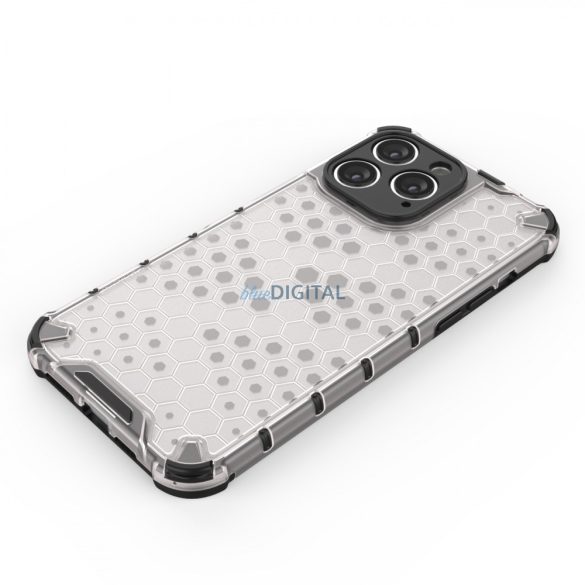 Honeycomb tok iPhone 14 Pro Max Armor hibrid tok fekete
