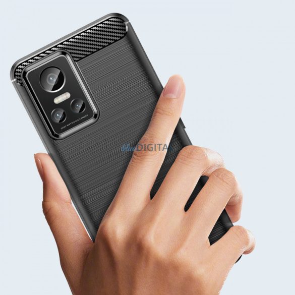 Carbon Case tok Realme GT Neo 3 rugalmas szilikon Carbon tok fekete