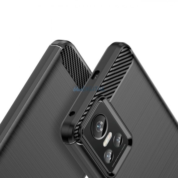 Carbon Case tok Realme GT Neo 3 rugalmas szilikon Carbon tok fekete