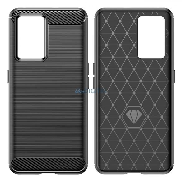 Carbon Case tok Realme GT Neo 3 rugalmas szilikon Carbon tok fekete