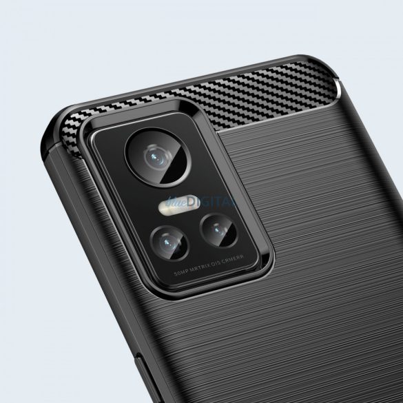 Carbon Case tok Realme GT Neo 3 rugalmas szilikon Carbon tok fekete