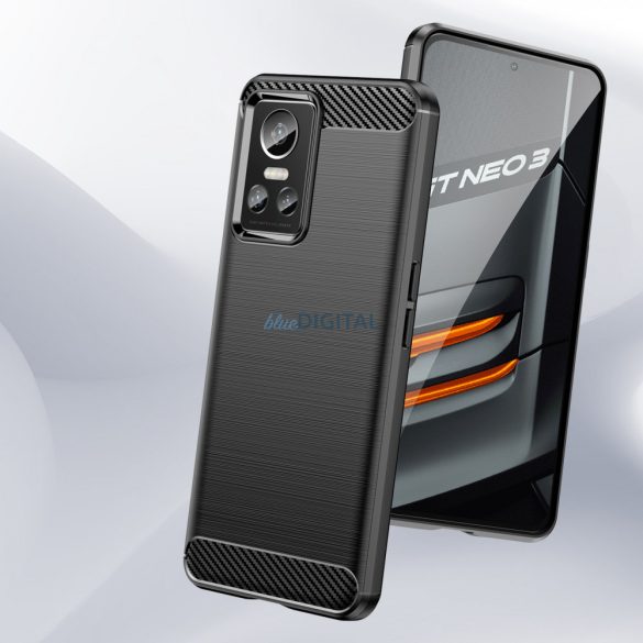 Carbon Case tok Realme GT Neo 3 rugalmas szilikon Carbon tok fekete