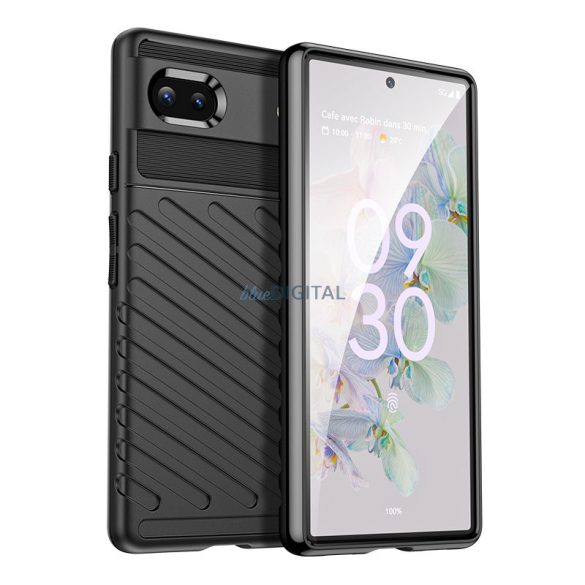 Thunder Case tok Google Pixel 6a szilikon Armor tok fekete