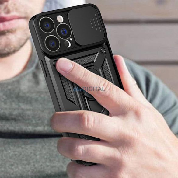 Hybrid Armor Camshield tok iPhone 14 Armor tok kamerahuzat kék